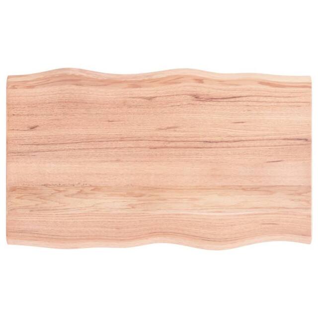 Berkfield Home Table Top Light Brown 100x60x2 cm Treated Solid Wood Oak Live Edge - Size: 100 x 60 x 2 cm - image 1
