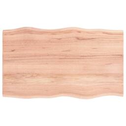 Berkfield Home Table Top Light Brown 100x60x2 cm Treated Solid Wood Oak Live Edge - Size: 100 x 60 x 2 cm - thumbnail 1