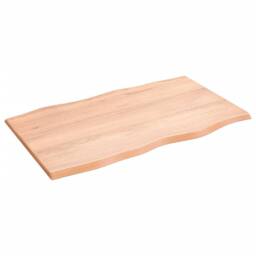 Berkfield Home Table Top Light Brown 100x60x2 cm Treated Solid Wood Oak Live Edge - Size: 100 x 60 x 2 cm - thumbnail 2