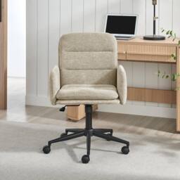 FurnitureboxUK Diora Cream Jumbo Corduroy Swivel Office Chair in Beige - thumbnail 2