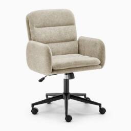FurnitureboxUK Diora Cream Jumbo Corduroy Swivel Office Chair in Beige - thumbnail 3