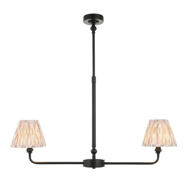 Netlighting Lille Matt Black Pendant Fabric Ikat Shade 16cm 2x B22 - image 1