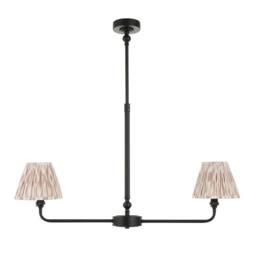 Netlighting Lille Matt Black Pendant Fabric Ikat Shade 16cm 2x B22 - thumbnail 6
