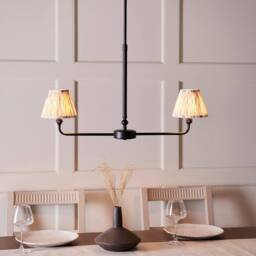 Netlighting Lille Matt Black Pendant Fabric Ikat Shade 16cm 2x B22 - thumbnail 2