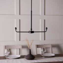 Netlighting Lille Matt Black Pendant Fabric Ikat Shade 16cm 2x B22 - thumbnail 5