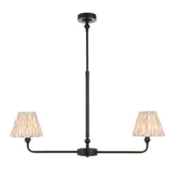 Netlighting Lille Matt Black Pendant Fabric Ikat Shade 16cm 2x B22