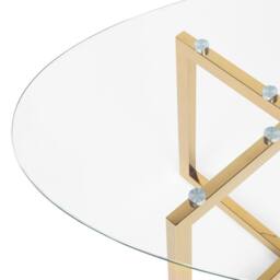 Wyld and Coco Gold-Toned Oval Coffee Table with Tempered Glass Top 120 x 60 cm in Clear - thumbnail 6