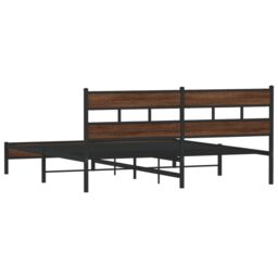 Berkfield Home Metal Bed Frame without Mattress Brown Oak 180x200 cm Super King - thumbnail 6