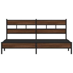 Berkfield Home Metal Bed Frame without Mattress Brown Oak 180x200 cm Super King - thumbnail 4