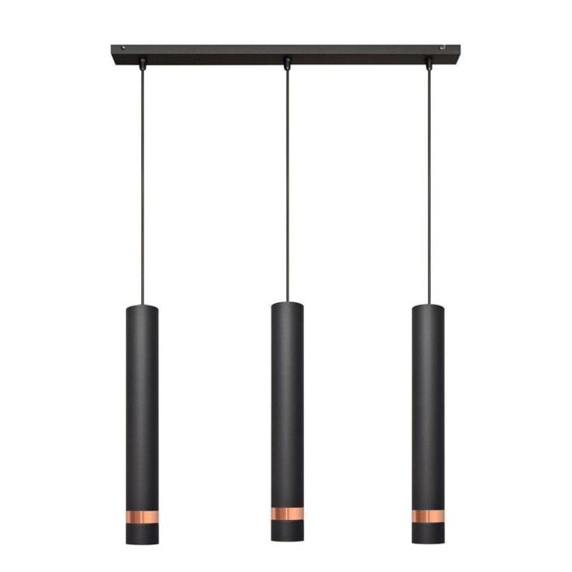 Netlighting Tuba Straight Bar Pendant Ceiling Light Black Rose Gold 60cm
