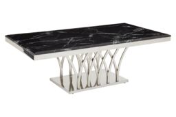 Orsina White Marble & Titan Gold Coffee Table For Living Room, Modern Distinctive Storage Table, Decorative Table in Silver - thumbnail 3