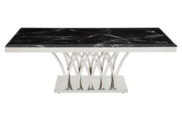 Orsina White Marble & Titan Gold Coffee Table For Living Room, Modern Distinctive Storage Table, Decorative Table in Silver - thumbnail 6