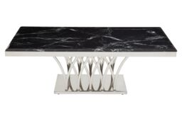Orsina White Marble & Titan Gold Coffee Table For Living Room, Modern Distinctive Storage Table, Decorative Table in Silver - thumbnail 2