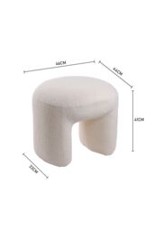 Living and Home Modern Teddy Bear Fur Upholstered Footstool in White - thumbnail 3