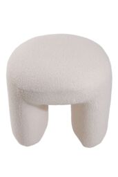 Living and Home Modern Teddy Bear Fur Upholstered Footstool in White - thumbnail 4