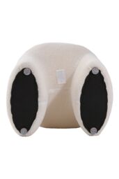 Living and Home Modern Teddy Bear Fur Upholstered Footstool in White - thumbnail 6