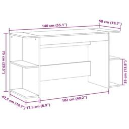 Berkfield Home Decorative Desk Grey Sonoma 140x50x75 cm Engineered Wood - Size: 140 x 50 x 75 cm - thumbnail 9