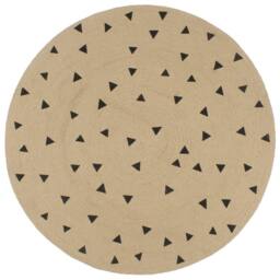 Berkfield Home Handmade Rug Jute with Triangle Print 150 cm in Natural - Size: 100 cm diameter - thumbnail 2