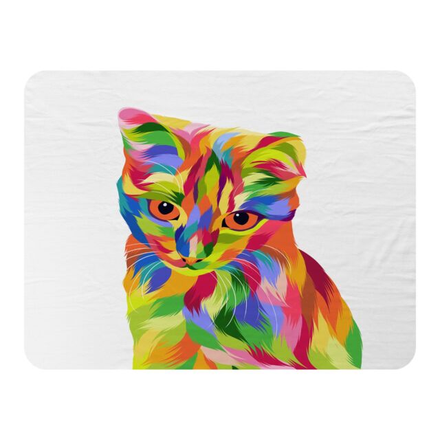 Benjamin Tate Design Animal Cat Illustration Pop Art Designer Blanket in Natural - Size: 120 cm x 150 cm - image 1