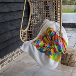 Benjamin Tate Design Animal Cat Illustration Pop Art Designer Blanket in Natural - Size: 120 cm x 150 cm - thumbnail 3