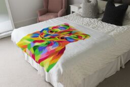 Benjamin Tate Design Animal Cat Illustration Pop Art Designer Blanket in Natural - Size: 120 cm x 150 cm - thumbnail 4
