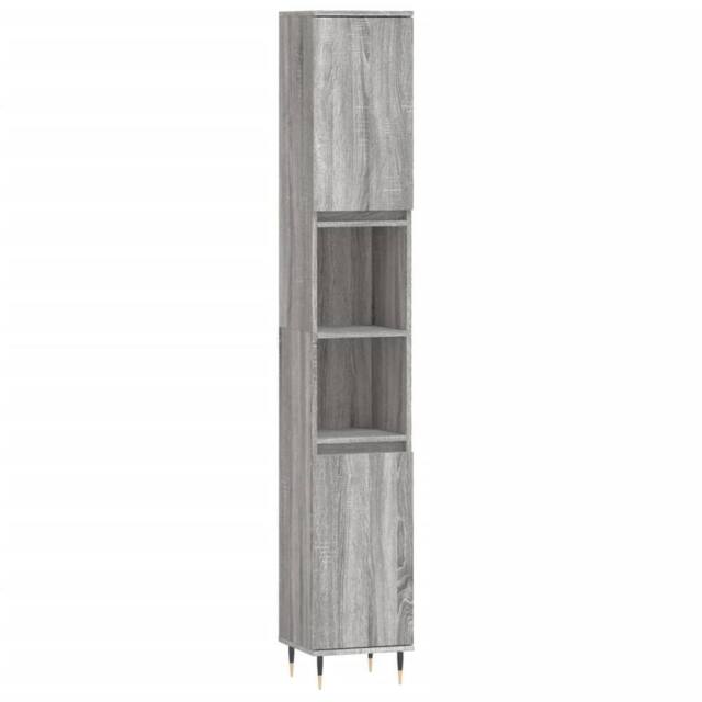 Berkfield Home Bathroom Cabinet Grey Sonoma 30x30x190 cm Engineered Wood - Size: 30 x 30 x 190 cm - image 1