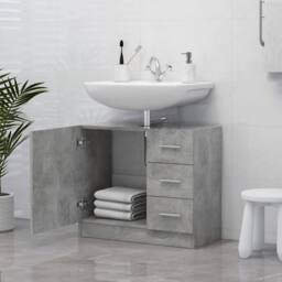 Berkfield Home Sink Cabinet Concrete Grey 63x30x54 cm Engineered Wood - Size: 63 x 30 x 54 cm - thumbnail 3