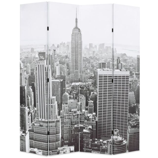 Berkfield Home Folding Room Divider 160x170 cm New York by Day Black & White - image 1