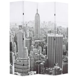 Berkfield Home Folding Room Divider 160x170 cm New York by Day Black & White - thumbnail 1