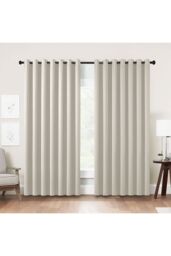 Living and Home 2 Panels Beige Blackout Curtains Polyester Drop Eyelet Curtains for Bedroom and Living Room, 229cm W x 229cm H - thumbnail 2