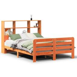 Berkfield Home Full Bed Frame without Mattress Wax Brown 140x200 cm Solid Wood Pine - thumbnail 3