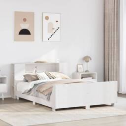 Berkfield Home Bed Frame without Mattress White 150x200 cm King Size Solid Wood Pine - thumbnail 2