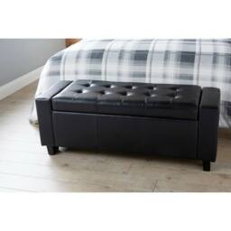 FORGEVIO Bench Seat Box Luxurious soft Black Faux Leather storage Bedding - thumbnail 3