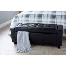 FORGEVIO Bench Seat Box Luxurious soft Black Faux Leather storage Bedding - thumbnail 4