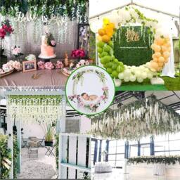 ExtraStar 12 Stems Fake Wisteria Vine Garland for Wedding & Party Decoration in White - thumbnail 3