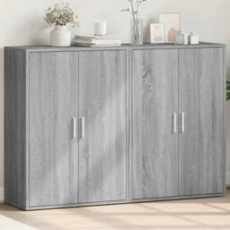 Berkfield Home Sideboards 2 pcs Grey Sonoma 60x31x84 cm Engineered Wood - Size: 60 x 31 x 84 cm - thumbnail 2