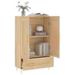 Berkfield Home Highboard Sonoma Oak 69.5x31x115 cm Engineered Wood in Light Tan - thumbnail 4