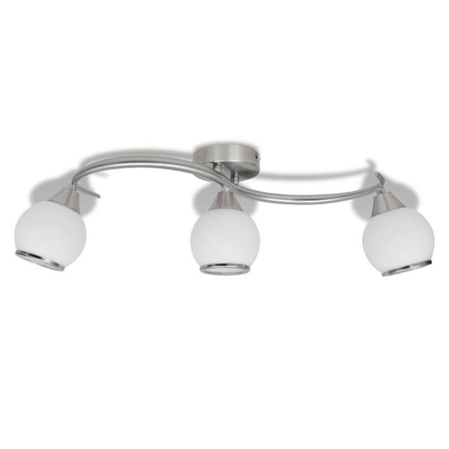 Berkfield Home Ceiling Lamp with Glass Shades on Waving Rail for 3 E14 Bulb in White - image 1