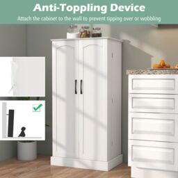 Gymax kitchen Pantry Cabinet Food Cabinet With Adjustable Shelves & 2 Doors in White - thumbnail 6