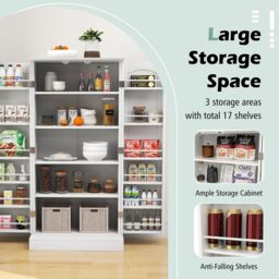 Gymax kitchen Pantry Cabinet Food Cabinet With Adjustable Shelves & 2 Doors in White - thumbnail 4