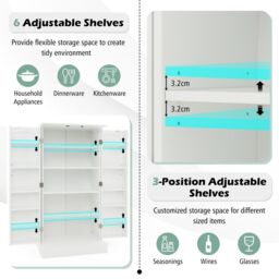 Gymax kitchen Pantry Cabinet Food Cabinet With Adjustable Shelves & 2 Doors in White - thumbnail 5