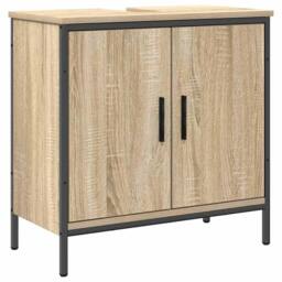 Berkfield Home Modern 3 Piece Bathroom Furniture Set Sonoma Oak Engineered Wood in Beige - thumbnail 6