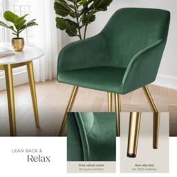 tectake Accent Chair Marilyn Per Piece - Dark Green/Gold in Dark Green - Size: 1 Pack - thumbnail 4
