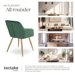 tectake Accent Chair Marilyn Per Piece - Dark Green/Gold in Dark Green - Size: 1 Pack - thumbnail 7