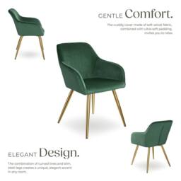tectake Accent Chair Marilyn Per Piece - Dark Green/Gold in Dark Green - Size: 1 Pack - thumbnail 3