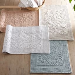 Allure Bath Fashions Country House Jacquard Cotton Bath Mat in White - thumbnail 2
