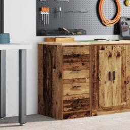 Berkfield Home Garage Storage Cabinet Old Wood 40x51x85 cm Solid Wood Pine in Brown - Size: 40 x 51 x 85 cm - thumbnail 2