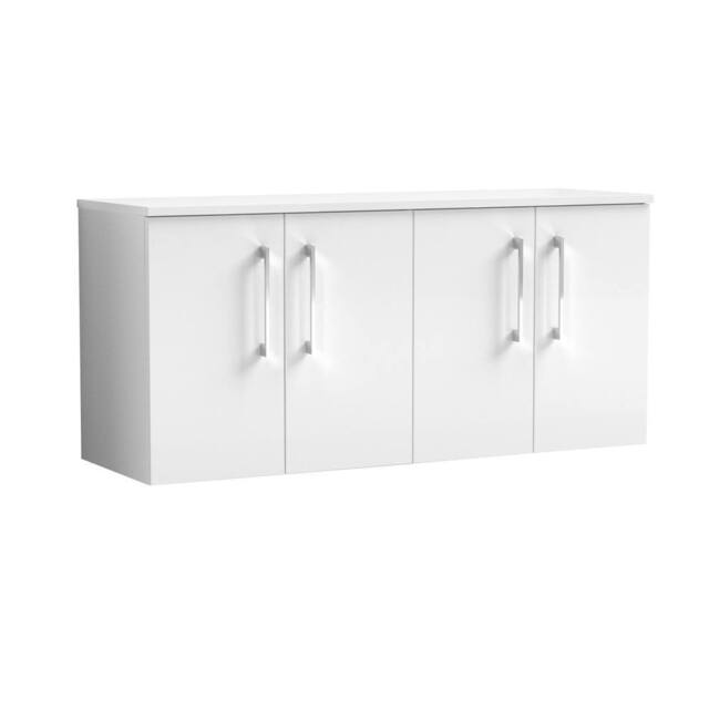 Balterley Level 1200mm Wall Hung 4 Door Vanity Unit with Worktop - Gloss White - image 1