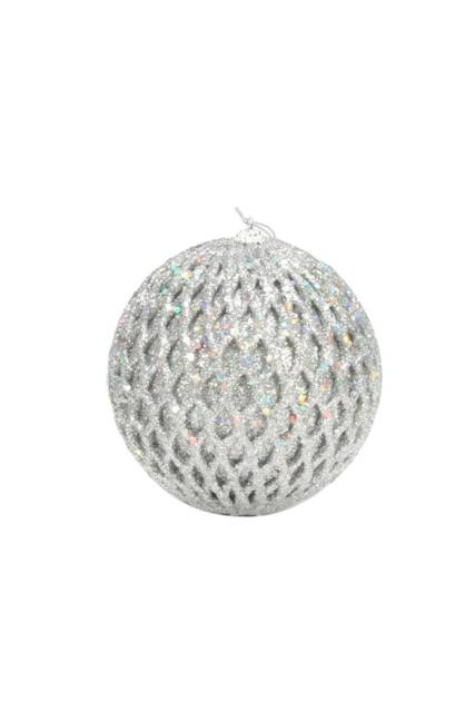 KDMD Silver Glitter & Sequin Bauble Dia12cm - image 1