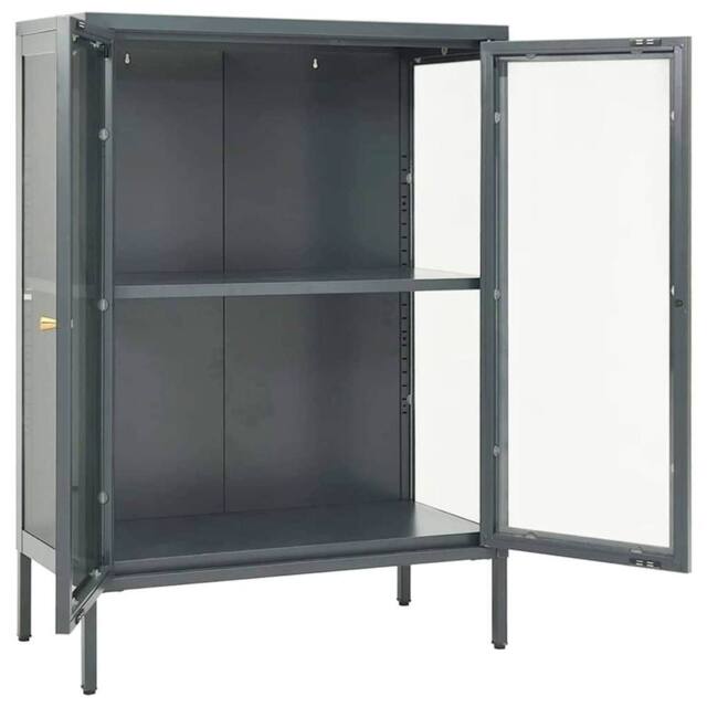 Berkfield Home Sideboard Anthracite 75x35x105 cm Steel & Glass in Dark Grey - Size: 75 x 35 x 105 cm - image 1